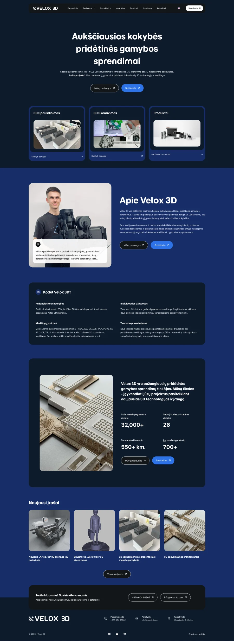 Velox3d.com interneto svetainės kūrimas
